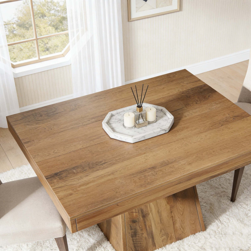 31.5" Dining Table, Square Farmhouse Kitchen Table Dinner Table, Brown