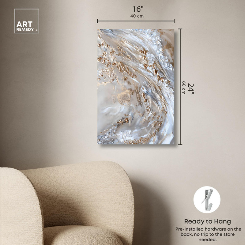 «Parchment Tide Canvas Elegant Gold Abstract» par Art Remedy, Toile tendue, H 24 po x l 16 po
