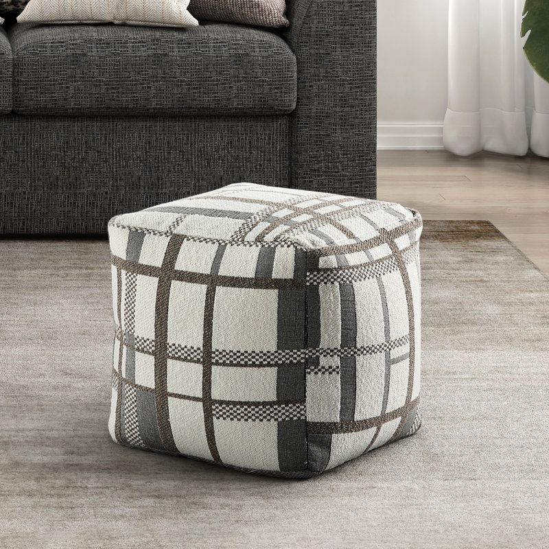 Repose-pieds carré recouvert de tissu antidérapant, capacité de poids de 300 lb, 16 po x 16 po x 16 po, pouf moderne multicolore entièrement assemblé, H 16 po, limite