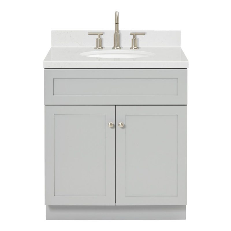 Ariel Abell 30 po Meuble-lavabo avec comptoir en quartz blanc Carrara, Grey