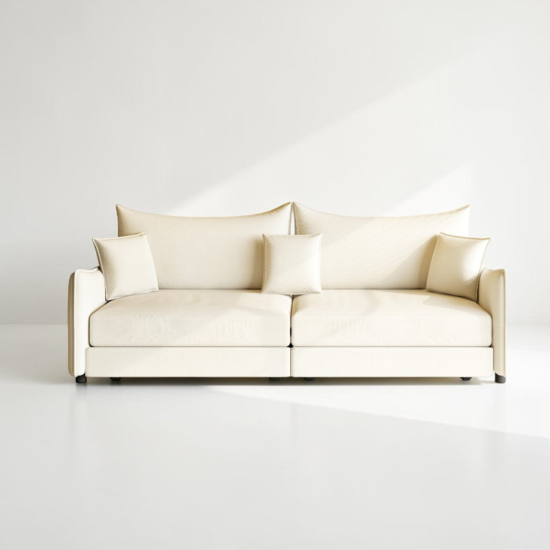 Canapé-lit très grand escamotable Seybert, Beige / Blanc