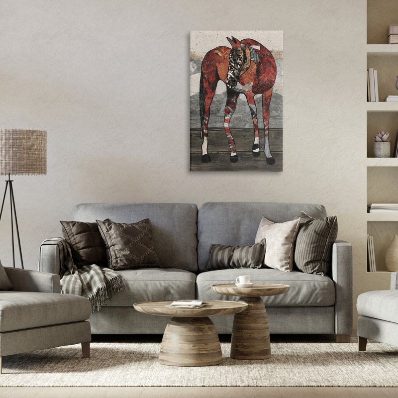 Cheval, art mural sur toile par Good, H 36 po x l 24 po