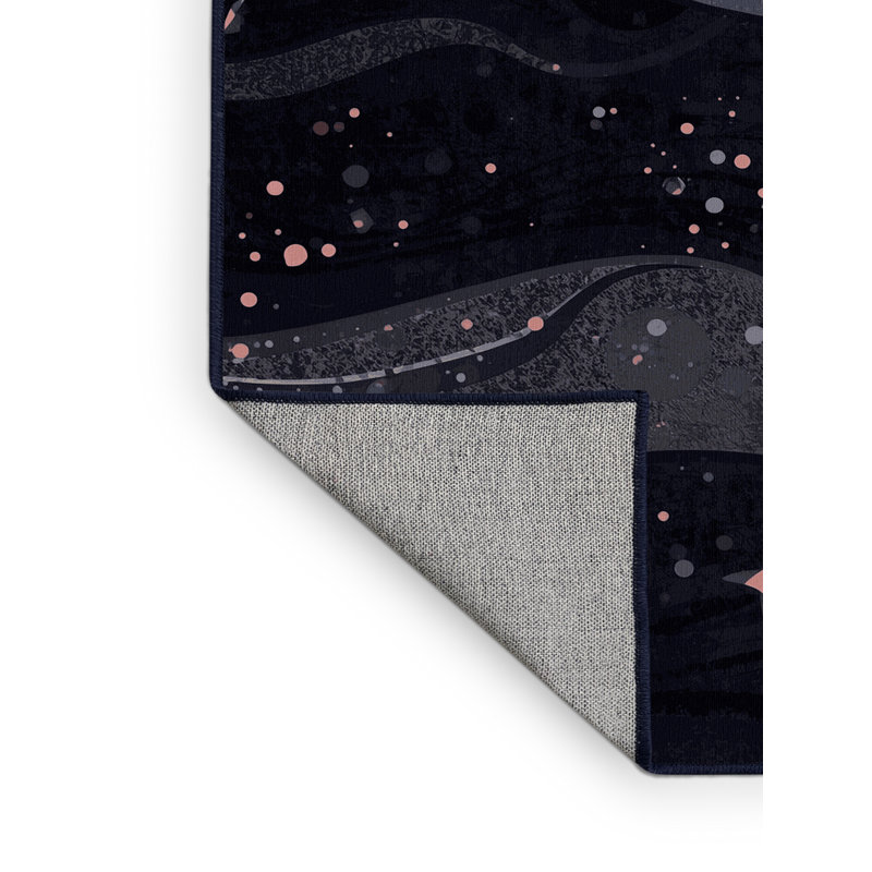 Tapis éclectique abstrait gris lavable à la machine, 5 x 8