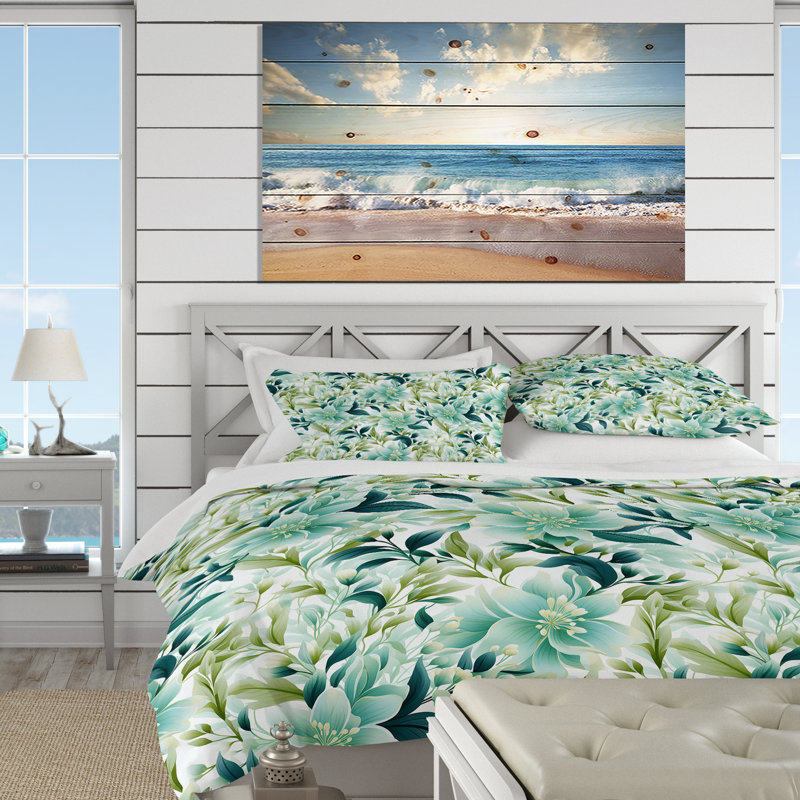 Ensemble de housse de couette Oceanic Foliage, Housse de couette simple + 1 taie décorative stan