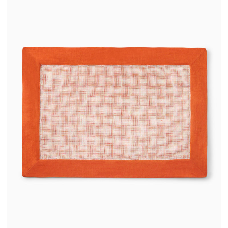 Mikelina Linen Rectangle Placemats, Tangerine