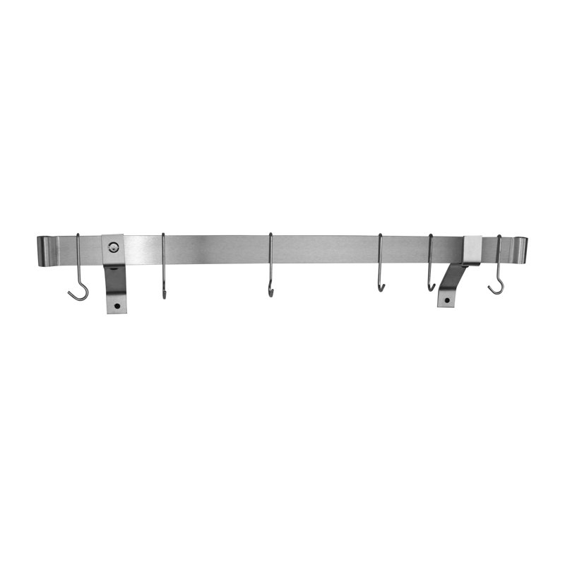 Premier Handcrafted Wall Mounted Pot Rack, 2" H x 36" W x 25" D, Stainless Steel