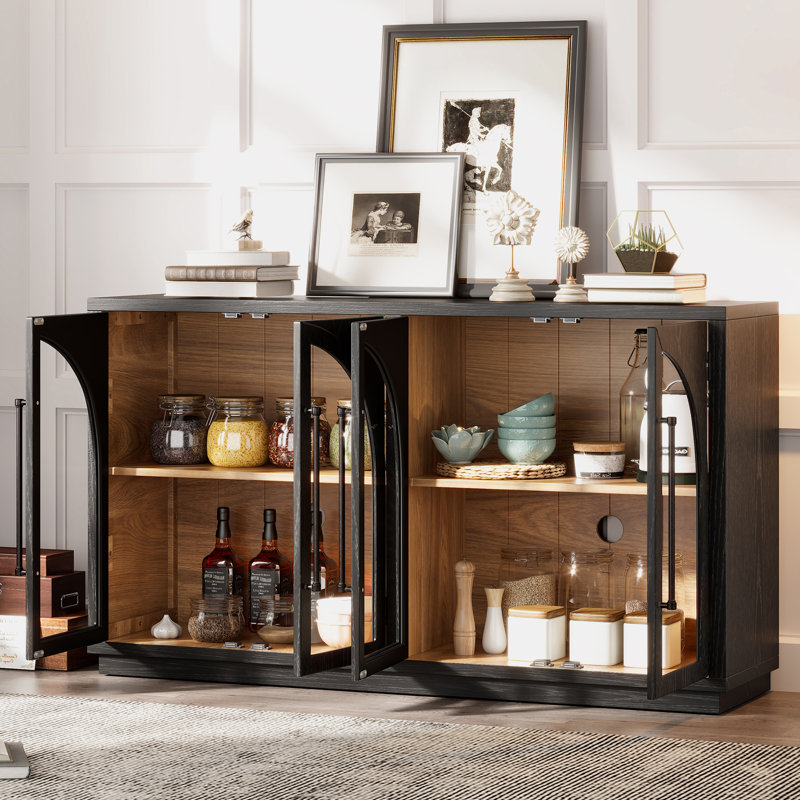 Console de rangement avec 4 portes, Noir