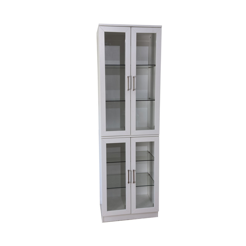 Modular Display Cabinet Top And Bottom, White/Silver