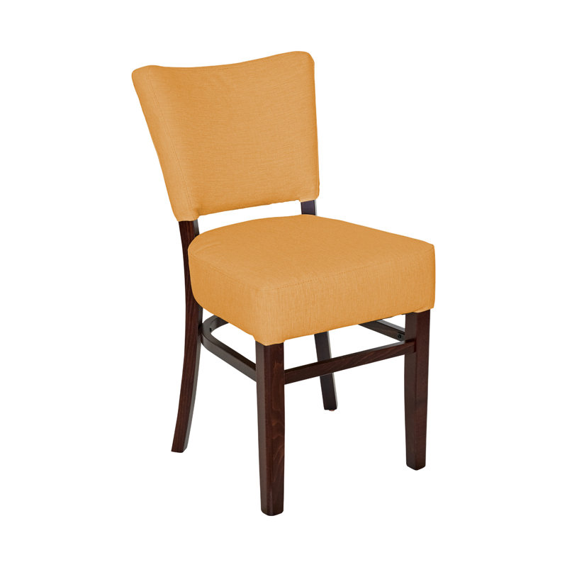Chaise de restaurant rembourrée Madison, Jaune, Bois brun foncé