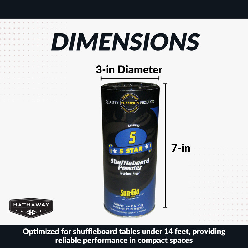 Hathaway Sun Glo Shuffleboard Sand Powder, 1 Can – Easy to Apply Tournament-Grade Shuffleboard Wax for Smooth Fast Puck Action & Reduced Friction – Shuffleboard Accessories