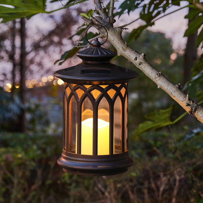 10.63'' Solar Powered Integrated LED Cylinder Lantern
