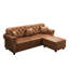 Canapé rembourré en similicuir avec garniture cloutée et accoudoirs roulés, canapé Chesterfield moderne de style Mid-Century capitonné, comprenant 5 coussins, brun