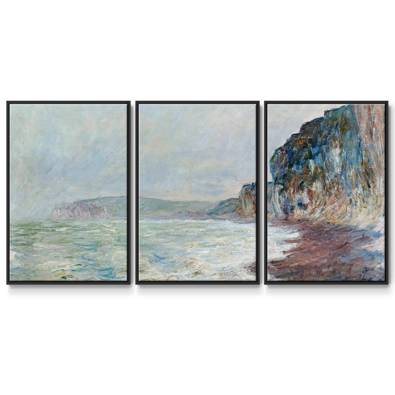 " The Cliffs, Gray Weather " 3 - Pieces, 36" H x 75" W x 2" D, Black