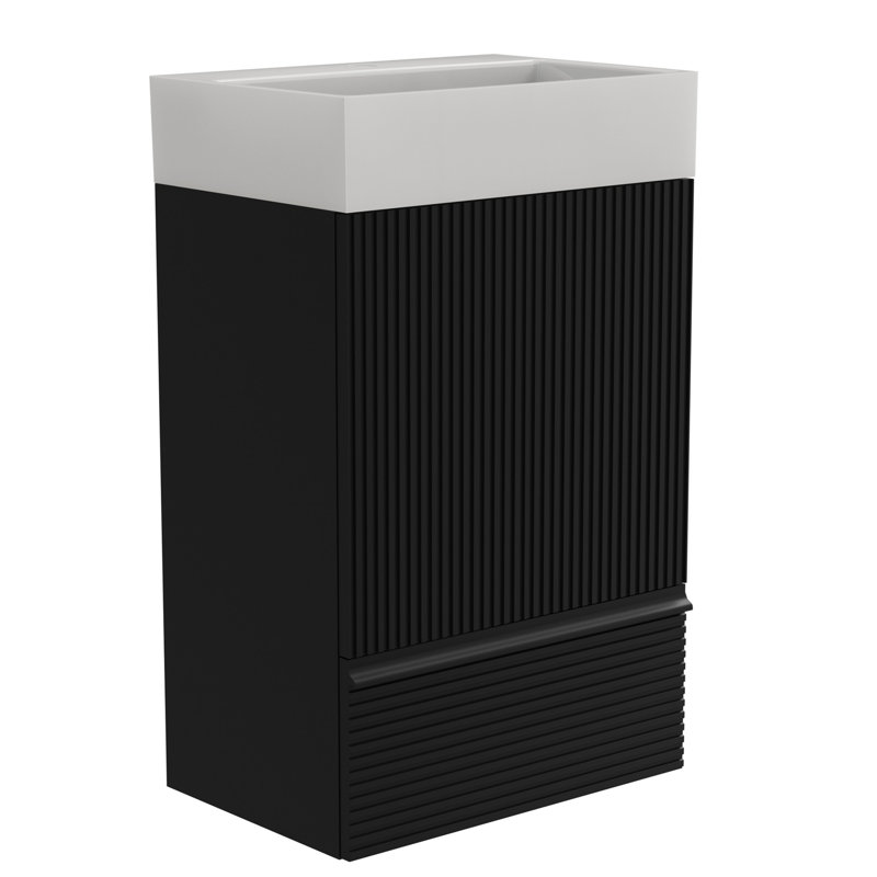 Meuble-lavabo de 20 po avec lavabo en céramique, Noir
