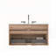 Meuble-lavabo mural en chêne brut avec lavabo en céramique intégré, grand rangement et 3 trous pour les salles de bain modernes