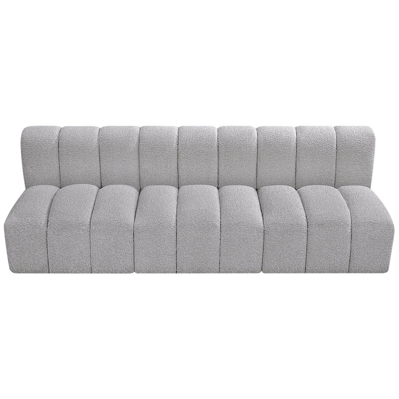 Hrach Upholstered Sectional Reversible, Grey Boucle Fabric