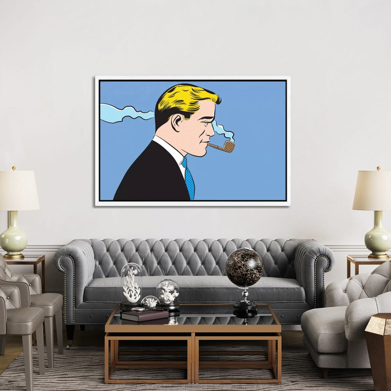 Man Smoking A Pipe by Joseph McDermott - Print on Canvas, 152.5 cm H x 101.5 cm W, White Framed