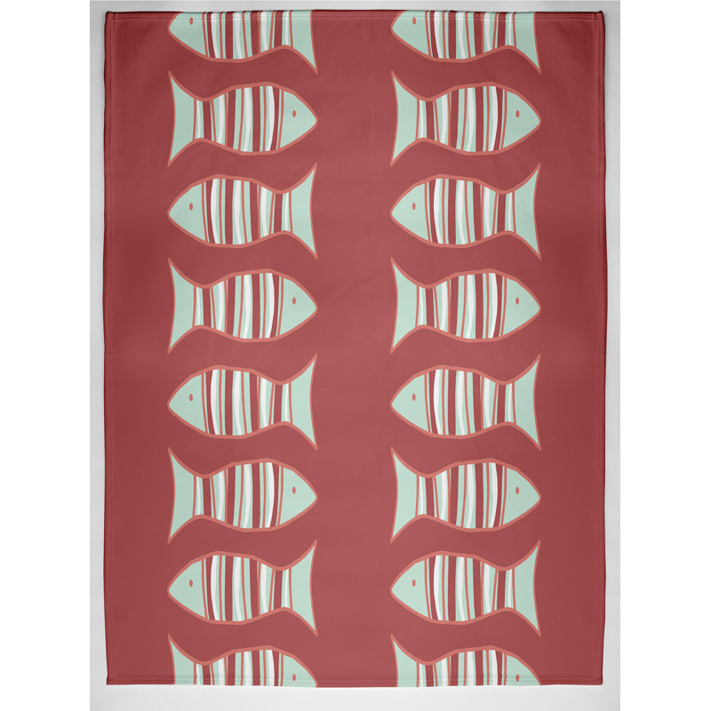 Jeté en molleton Quelque chose de poisson, L 60 po x l 50 po x P 0,5 po, Corail
