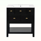 Free Standing Single Vanity Set with 5 Drawers
