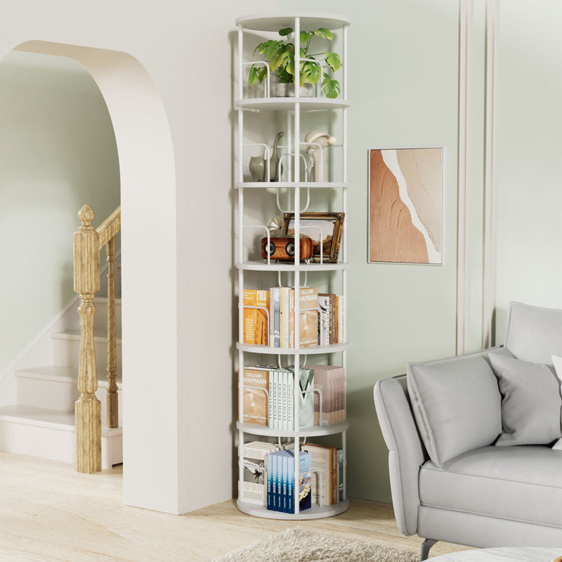 Bibliothèque pivotante à 360 °, étagère de rangement et de présentation pivotante pour le bureau à domicile et le salon