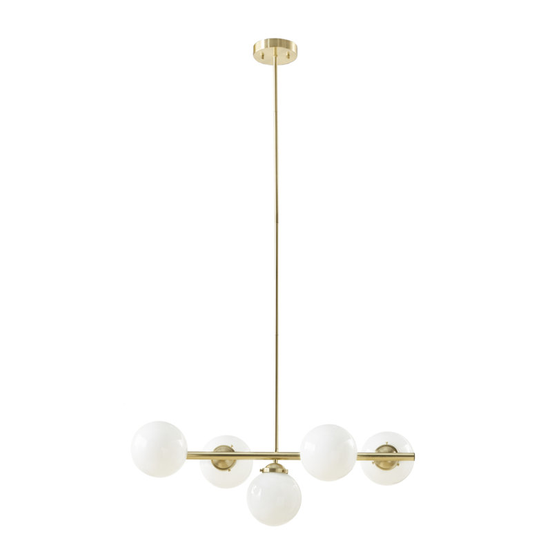 Graydin 5-Light Chandelier with Frosted Glass Globe Bulbs
