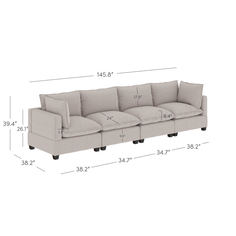 Canapé nuage moderne en tissu doux Somerdale, Beige