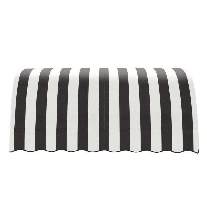 Auvent fixe en tissu acrylique Awann Savannah, Rayures noires et blanches, H 31 po x l 100,5 po x P 24 po