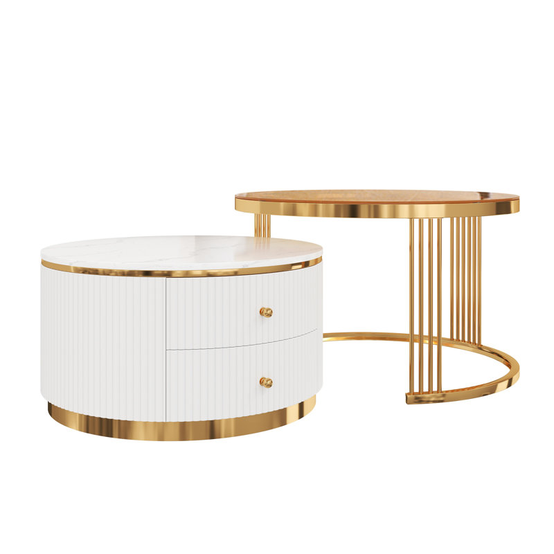Ensemble de tables basses gigognes 27 po, Blanc