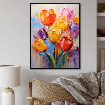 "Multicolor Painted Tulips Collage III", reproduction d'art sur toile