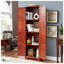 Armoire de rangement autoportante de 72,4 po de hauteur avec 8 portes et 4 tablettes - Bibliothèque au fini cerisier pour le salon, la cuisine et l'organisation de bureau-122602638
