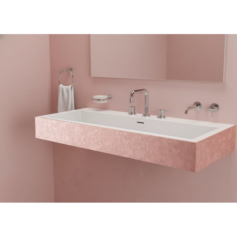 Vast Studio Wall-Mounted Rectangular Bathroom Sink – Gray/White Elevated Concrete, Blush/White