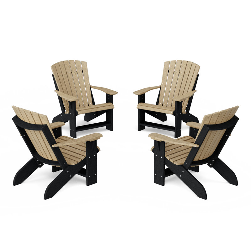 Ensemble de 4 chaises Heritage Adirondack, Bois patiné / noir