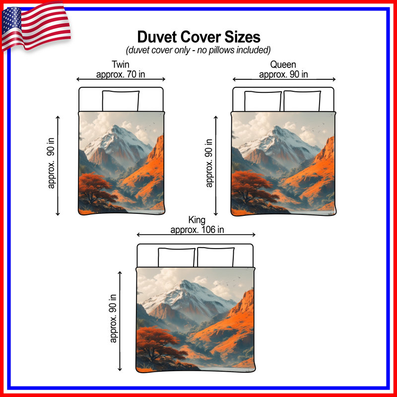 Snow Capped Mountains River Duvet Covers, Twin