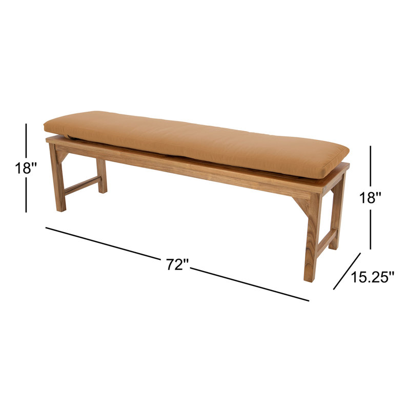 Banc de jardin en teck Velay, H 18 po x l 72 po x P 15,25 po, Chameau