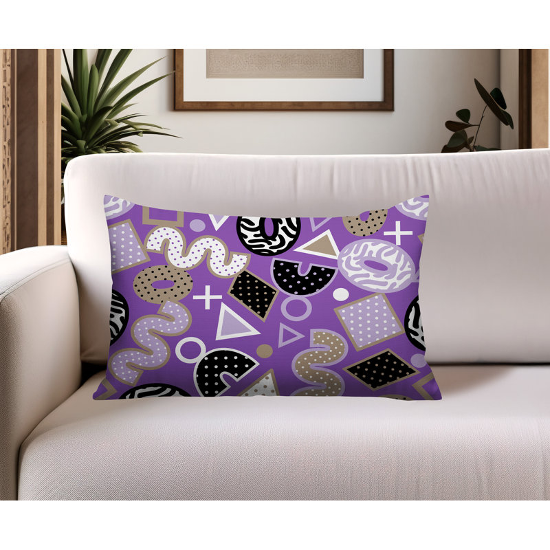 Coussin lombaire réversible intérieur / extérieur Zyra, Rectangle H 14 po x l 20 po, Mauve