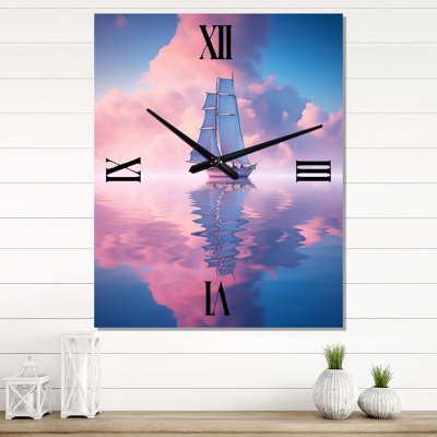 Horloge murale voilier rose