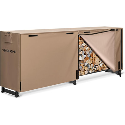 8 Ft.Heavy Duty Firewood Rack with Cover Combo