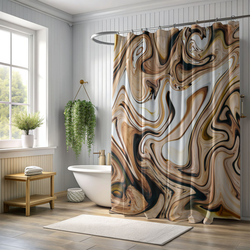 Earth Tones - Rideau de douche standard 1 pièce, H 74 po x l 71 po