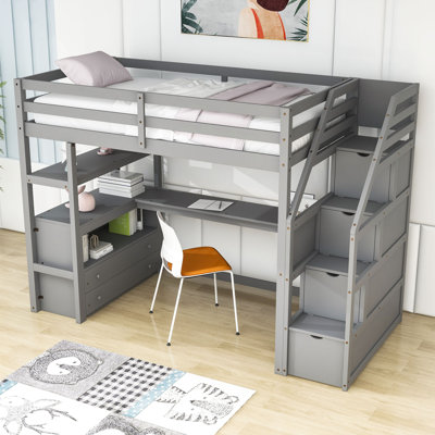 Lit mezzanine pour enfant avec tiroirs Casandra