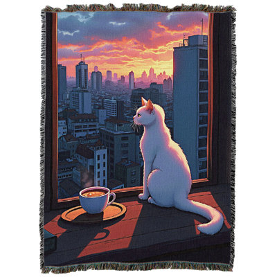 Pure Country Weavers - Couverture-cadeau animée - Couverture jetée tapisserie Sunset City tissée en coton - Fabriquée aux États-Unis (72x54)