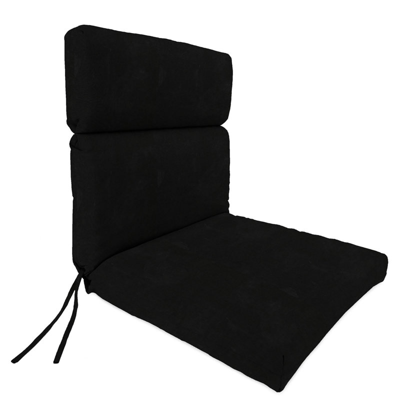 Coussin de chaise d'extérieur uni 23 "x 46" avec attaches, Toile noire