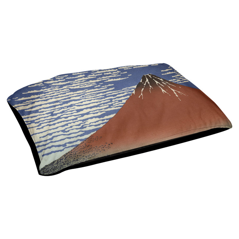 Coussin pour chien d'intérieur / extérieur Burkart, Petit (l 29,5 po x P 19,5 po x H 9,5 po), Orange, gris et bleu