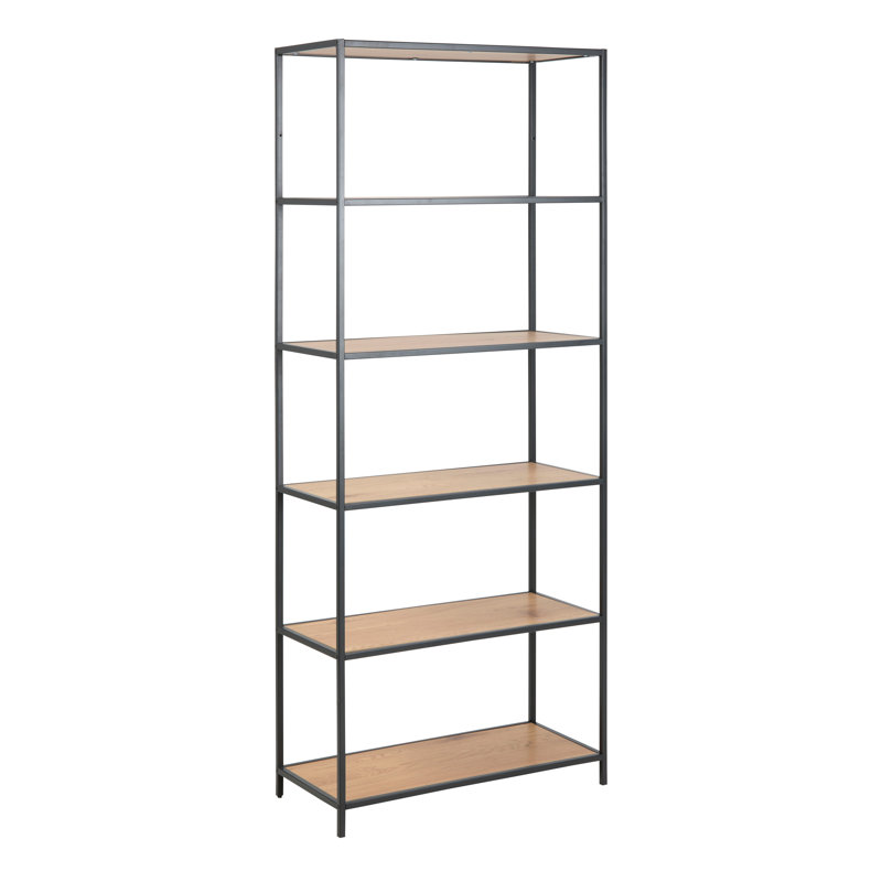 Zakrzewski 185cm H Steel Etagere Bookcase, Oak