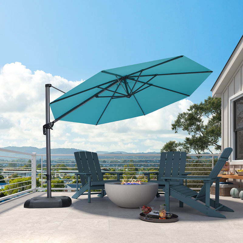 Cantilever Parasol, Turquoise Blue, 274.3cm H x 335.3cm W x 335.3cm D
