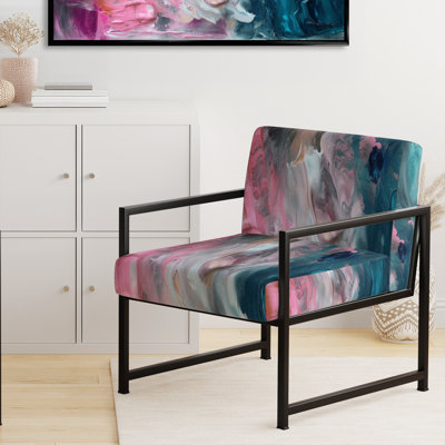 Chaise d'appoint rembourrée abstraite moderne bleu et rose