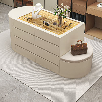70.87"Beige jewelry storage cabinet display stand