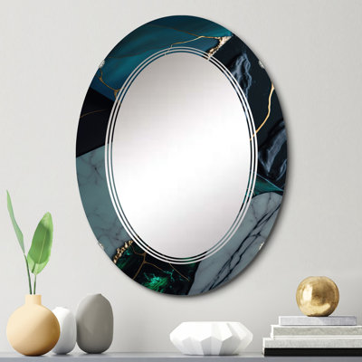 Okémie abstraite Geode Green IV - Miroir mural abstrait en marbre