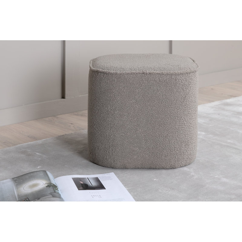 Darene 44cm Wide Round Pouf Ottoman, Greige Velvet