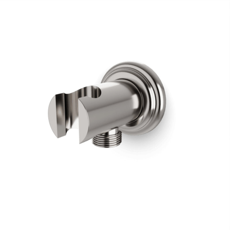 Shower Wall Outlet And Holder With Classic Escutcheon Brushed Nickel, Brushed Nickel