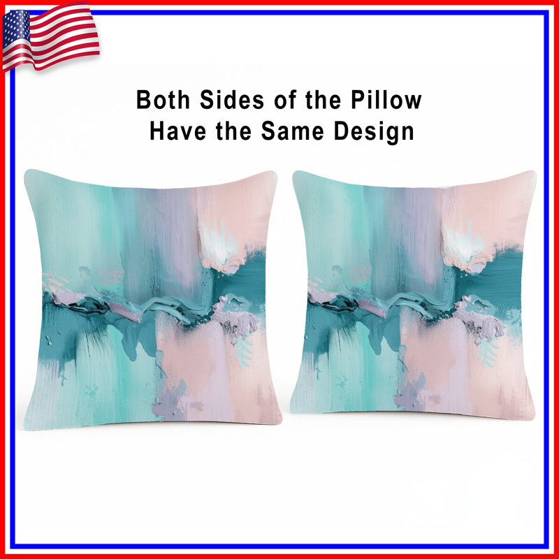 Blue Pink Brushstrokes Double Sided Throw Pillows, 20 x 20 inches